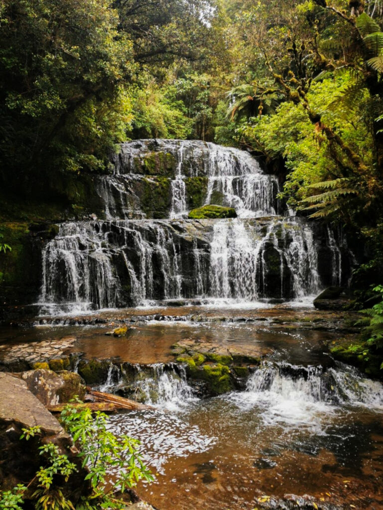 Purakaunui waterfall in the catlins forest park new zealamd