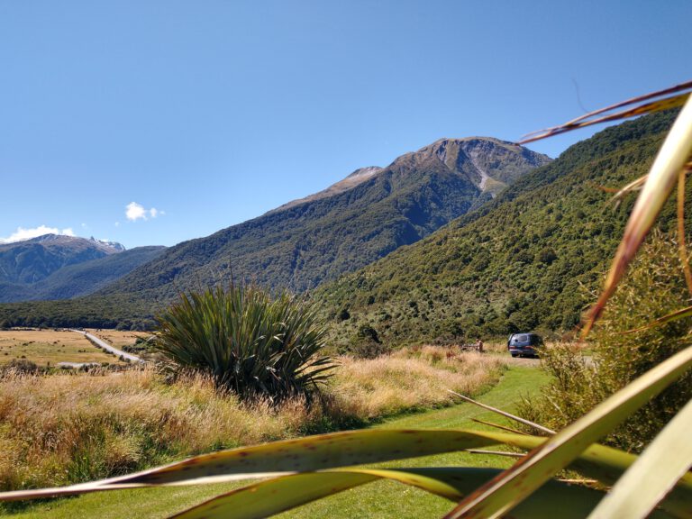 Driving through the incredible Haast Pass, New Zealand