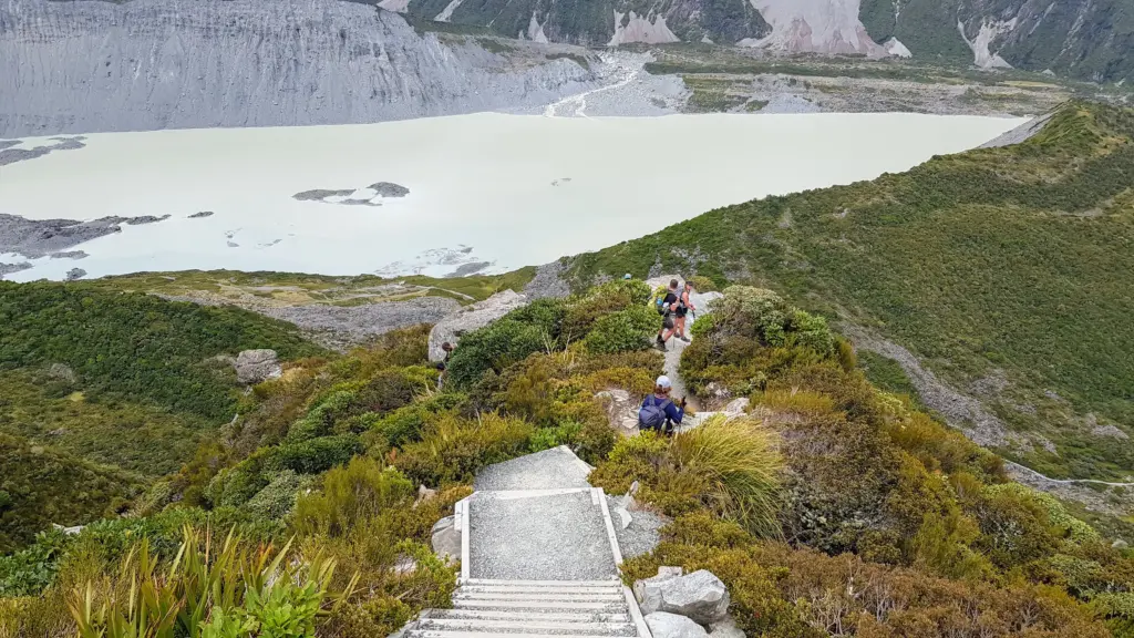 stairs on the Sealy Tarns Track, New Zealand