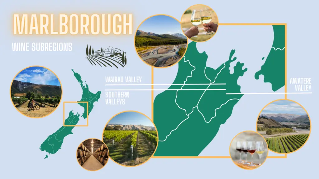Marlborough Wine Subregions infographic, Marlborough Region of New Zealand