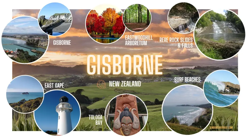 Infographic showing the most popular destinations in the gisborne region of New Zealand