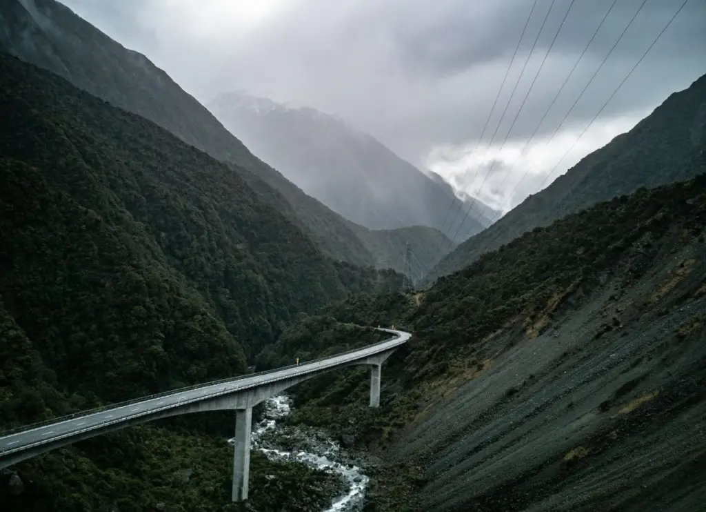 Otira Viaduct Lookout in Arthurs Pass, on the drive from Christchurch to the West Coast of New Zealand