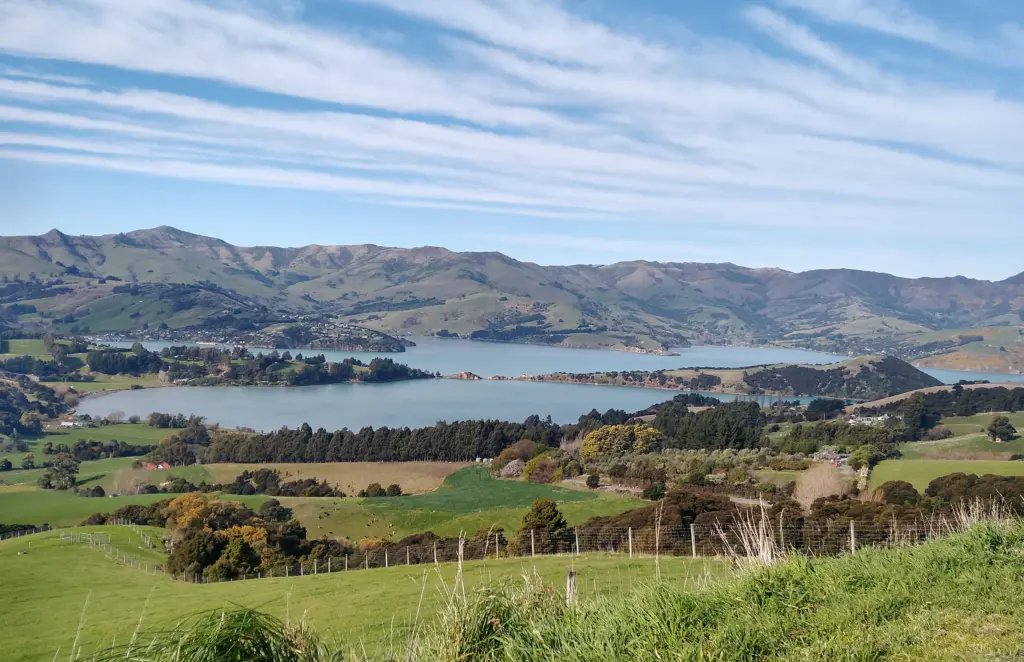 View over Akaroa, drive from Christchurch to Akaroa via Lyttleton